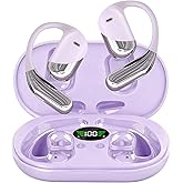 Open Ear Headphones,Over Ear Buds Clip Wireless Earbuds Bone Conduction Built-in Mic Earhook,Bluetooth 5.4 LED Display,60H Playtime Touch Control Design for Cycling,Running,Workout Fitness,office