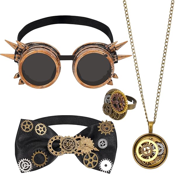 Nœud Papillon Steampunk Avec Chaîne Métal - Style Rétro Pour Homme Et Femme, Cosplay, Fête