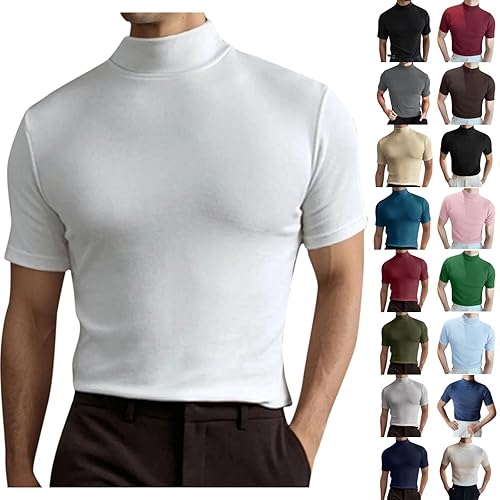 Turtle Neck Tops for Men UK Blue Soft Long Sleeve Ski Golf Crewneck Thermal T Shirt Ribben Cable Knit Roll Neck Jumper Cotton Muscle Slim Fitted Sweater Tops Large Size 4xl,5xl,xxxl,xxxl,xl,s,m,3xl,xs