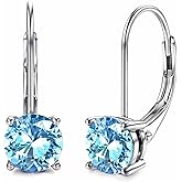 Blahanna Moissanite Earrings,1.0ct-2.0ct D Color Brilliant Round Cut Earring 18K White Gold Plated Sterling Silver Dangle Earrings Moissanite Leverback Drop Earring s