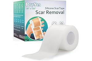 Boysea Silicone Scar Sheets (1.6" x 120") Clear Silicone Scar Tape - Scars Removal Treatment - Reusable Scar Strips for Keloid, C-Section, Burn, Surgical Scars