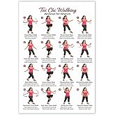 Daily Partner Tai Chi Walking Chart for Seniors, Printable Poster Featuring Step-by-Step Poses, Women&rsquo;s Tai Chi Workout Wall Chart for Home Fitness &amp; Balance (Unframed, 12" L &times; 18" W)