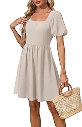 OFEEFAN Womens Beige Dresses Elegant Summer Short