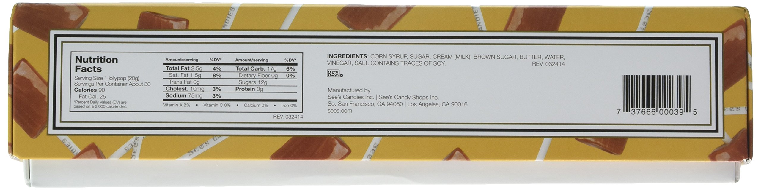 See's Candies 1 lb. 5 oz. Butterscotch Lollypops Buy Online in UAE