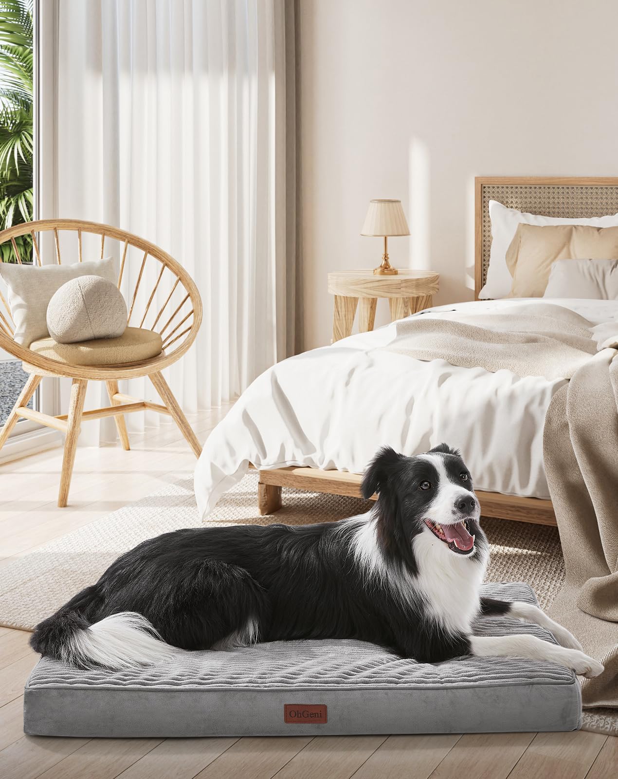 Photo 1 of ***Just the cover***OhGeni Orthopedic Waterproof & Machine Washable Dog Bed for Medium Large Pets, Suitable for Crates, Cat Mat with 25D Egg Crate Foam, Non-Slip Bottom & Removable Cover, 35 Inches(Gray)