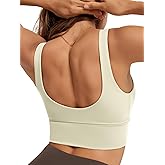 ODODOS Women's Longline U-Back Sports Bra V-Neck Padded Yoga Workout Wirefree Tank Top
