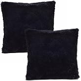YOUR SMILE Pack of 2, Decorative New Luxury Series Merino Style Fur Throw Pillow Case Cushion Cover 18" x 18"(Black)