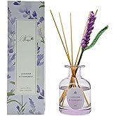 Vangie Lavender & Chamomile Reed Diffuser Set – Decorative Glass Bottle with Handmade Flower Diffuser, Long-Lasting Home Fragrance, Vegan & Cruelty-Free