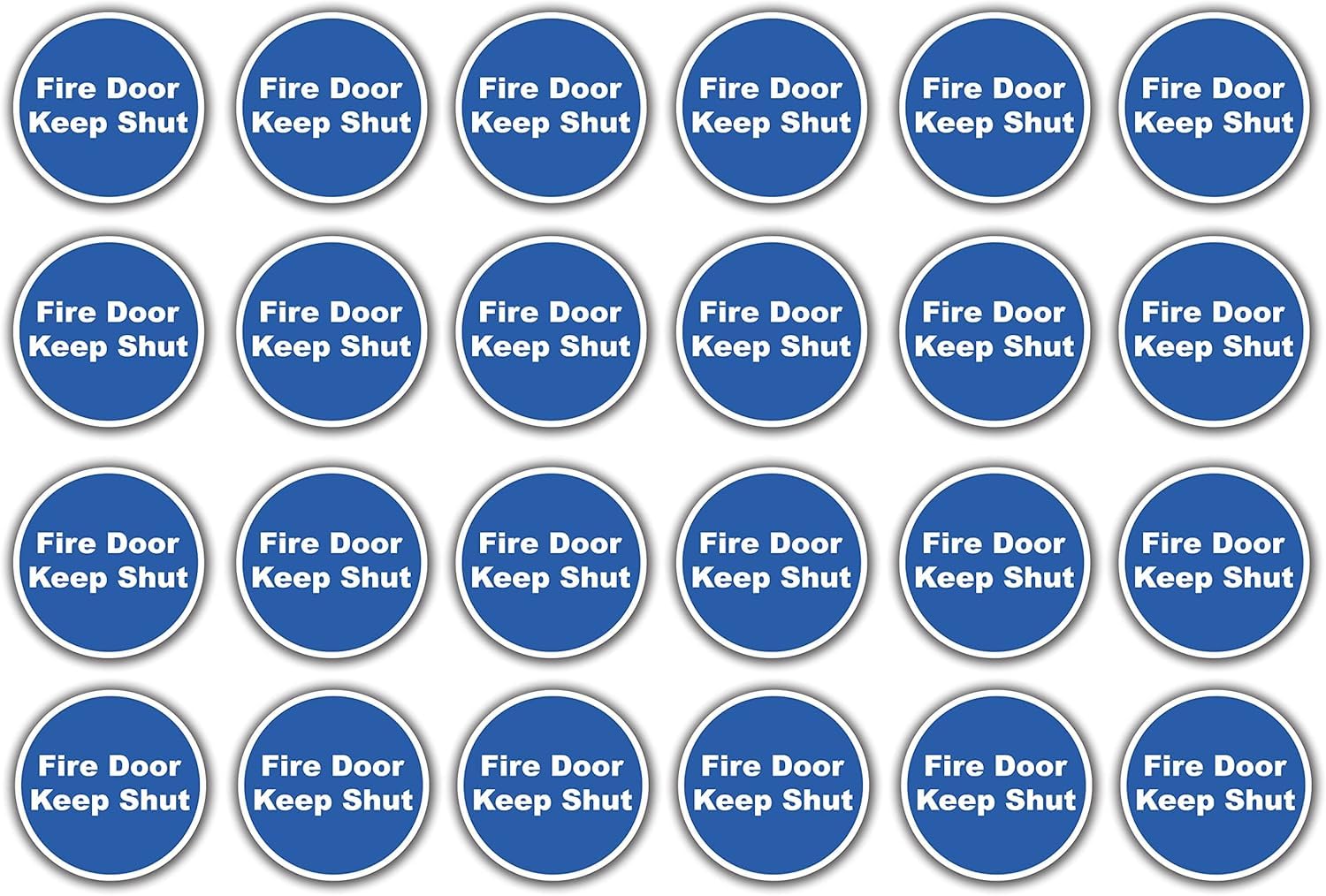 Stcky 24 x Fire Door Safety Signs [BS-5499 Compliant]- Fire Door Keep Shut Stickers Adherent Vinyl Stickers (80mm x 80mm)