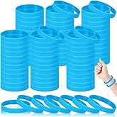 Huquary 100 Pcs Solid Color Rubber Wristbands Rubber Bracelets Silicone Wristbands Sports Bracelets Bulk Adult Wrist Bands for Event Women Men Party Decorations(Sky Blue)