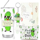 Keluna Pickle Gift for Pickle Lovers - 3Pcs Pickles Themed Gifts for Women, 20oz Funny Cucumber Tumbler with Lid Straw Cucumber Makeup Bag Keychain for Women Girls Birthday Christmas Presents