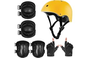 Helmet Adult Men, Skateboard Helmet and Pads for Youth Adult, Adjustable Skating Protective Gear Set with Cycling Gloves Knee
