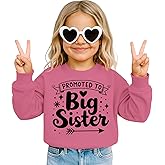 BOUTIKOME Toddler Promoted to Big Sister Sweatshirt Baby Girl Big Sis Pullover Crewneck Shirts Fall Top Announcement Clothes