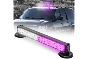 BooYu 14 in Battery Powered Funeral Escort Emergency Strobe Lights Bar Wireless Rooftop Mini Hazard Flashing LED Beacon Warning Light w/Magnetic Base for Funeral Escort Vehicles Trucks (Purple/White)