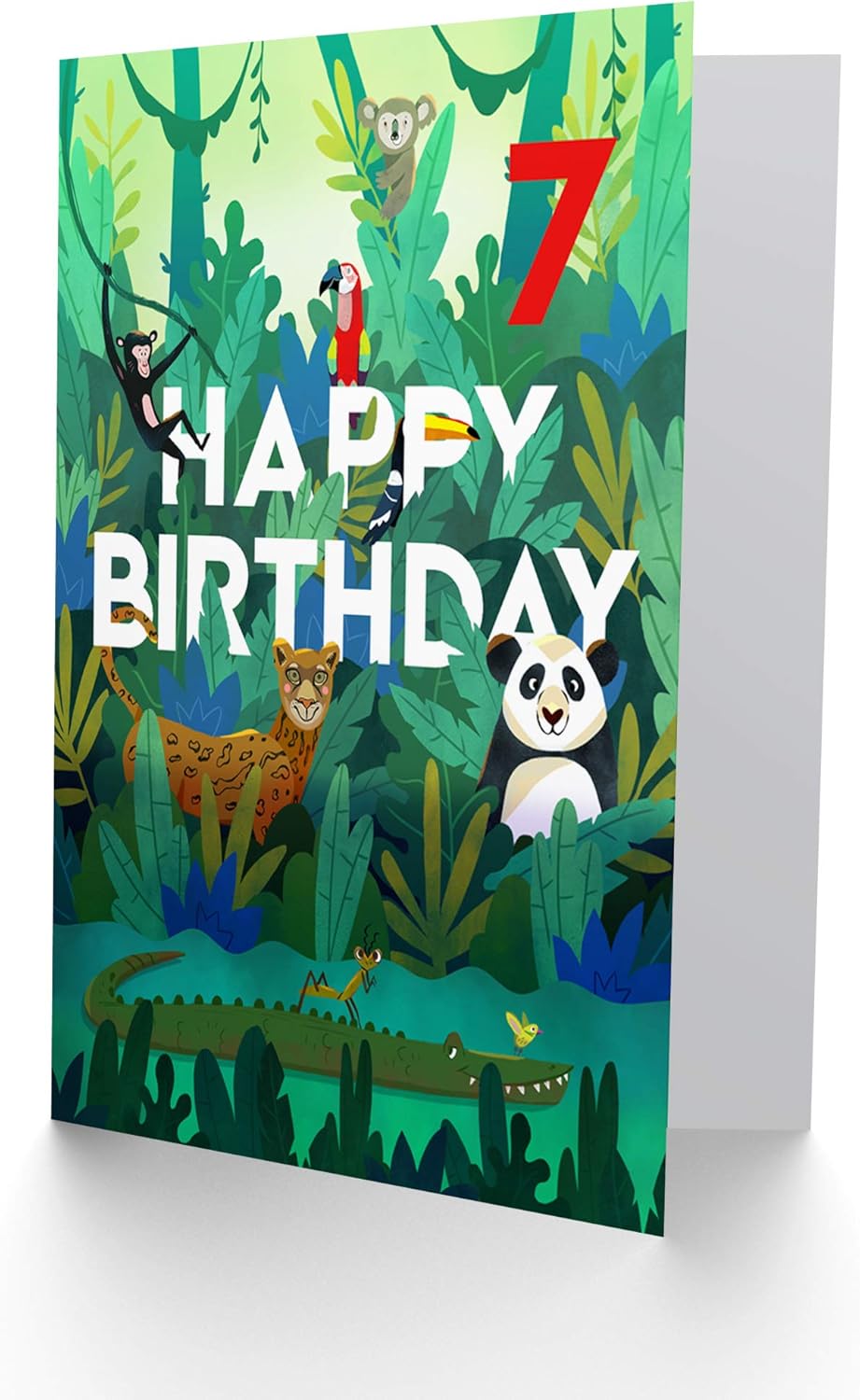 Wee Blue Coo Jungle Animals Boys 7th Birthday Card, Age 7, 17.5 x 12.5 cm - Image 3
