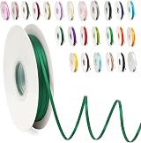 POPOYU Dark Green Satin Ribbon 3mm x 91m for Gift Wrap & DIY Crafts