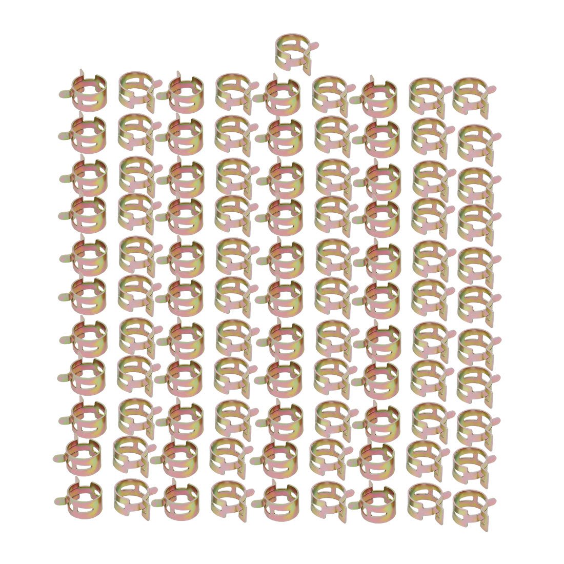 Sourcingmap 100 Pcs 18mm Spring Band Type Action Fuel Hose Pipe Air Clamp Bronze Tone