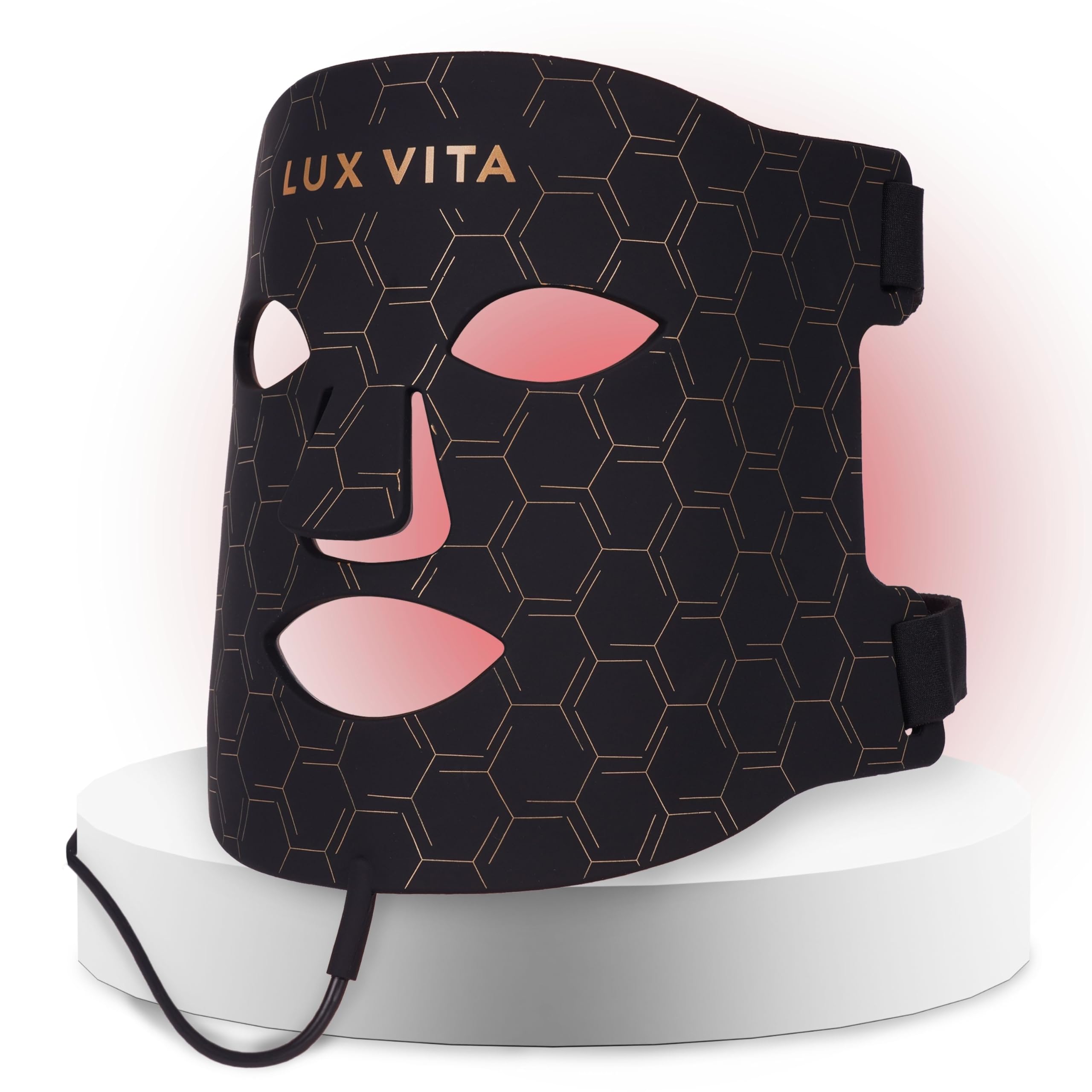 Lux Vita Red Light Therapy Mask for Acne, Wrinkles, Anti-Ageing, Blemish Repair and Skin Rejuvenation - Professional Grade Home Skincare - 7 Light Modes & Infrared Light Therapy