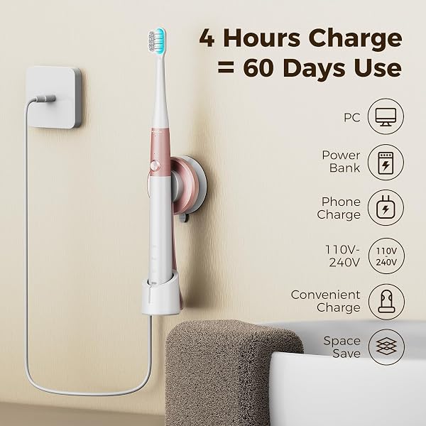 ARPHA ELECTRIC TOOTHBRUSH FOR ADULTS, ULTRASONIC, BATTERY POWERED, WHITE, 3 MODES, DEEP CLEAN, WIRELESS CHARGING, IPX7 WATERPROOF, 1 CHARGE FOR 60 DAYS