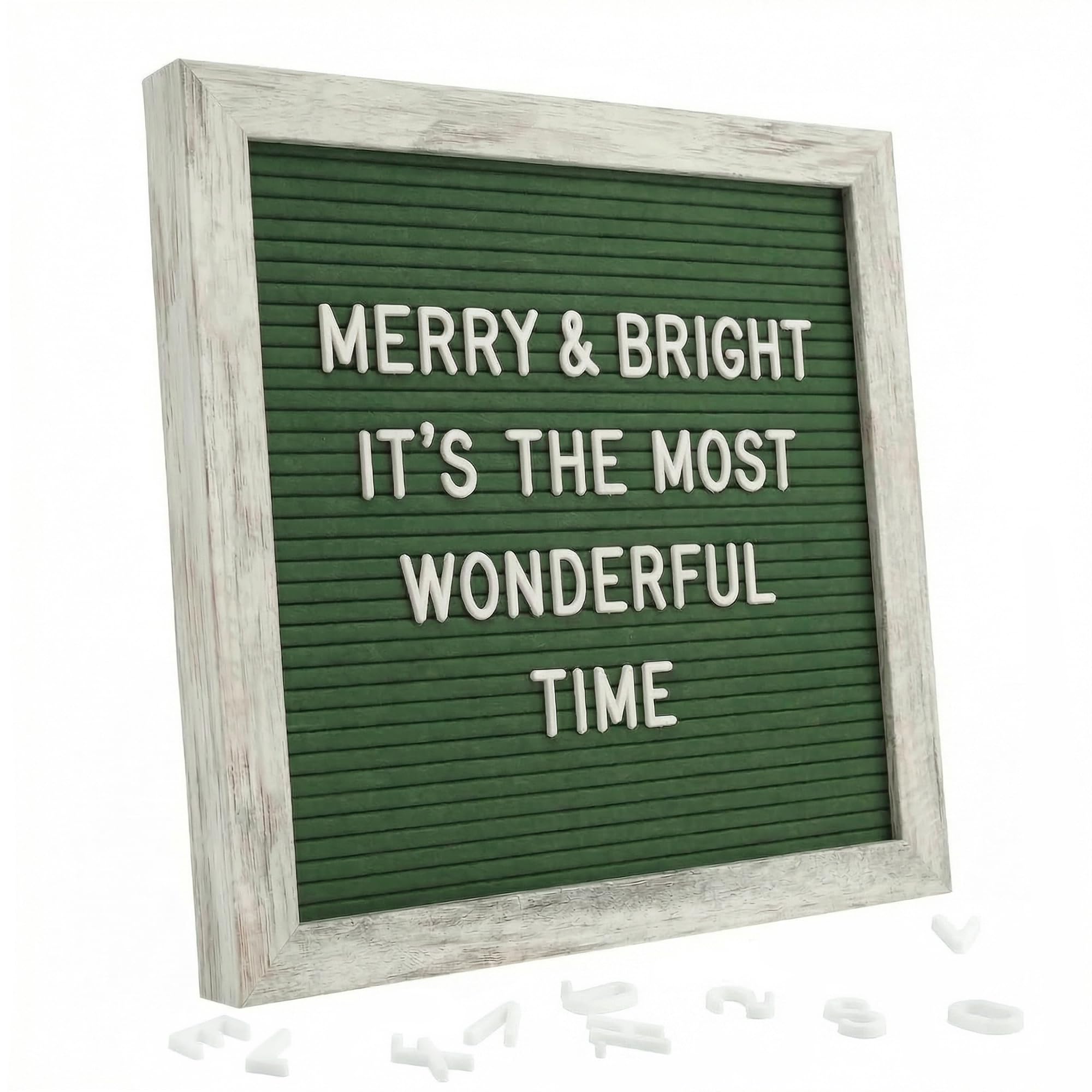 Changeable Felt Letter Board 25×25 cm with Rustic Frame – Green Felt Board with 336 Letters, Symbols & Emojis – Ideal for Baby Showers, New Births, Home, Office and Event Displays — image 1