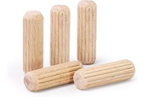 5/16" x 1" Wooden Dowel Pins, FoDau770 Fluted Wood Dowel Rods, Natural Beech Wood Dowel Pegs for Crafts, Woodworking, DIY Furniture - 100 Pieces
