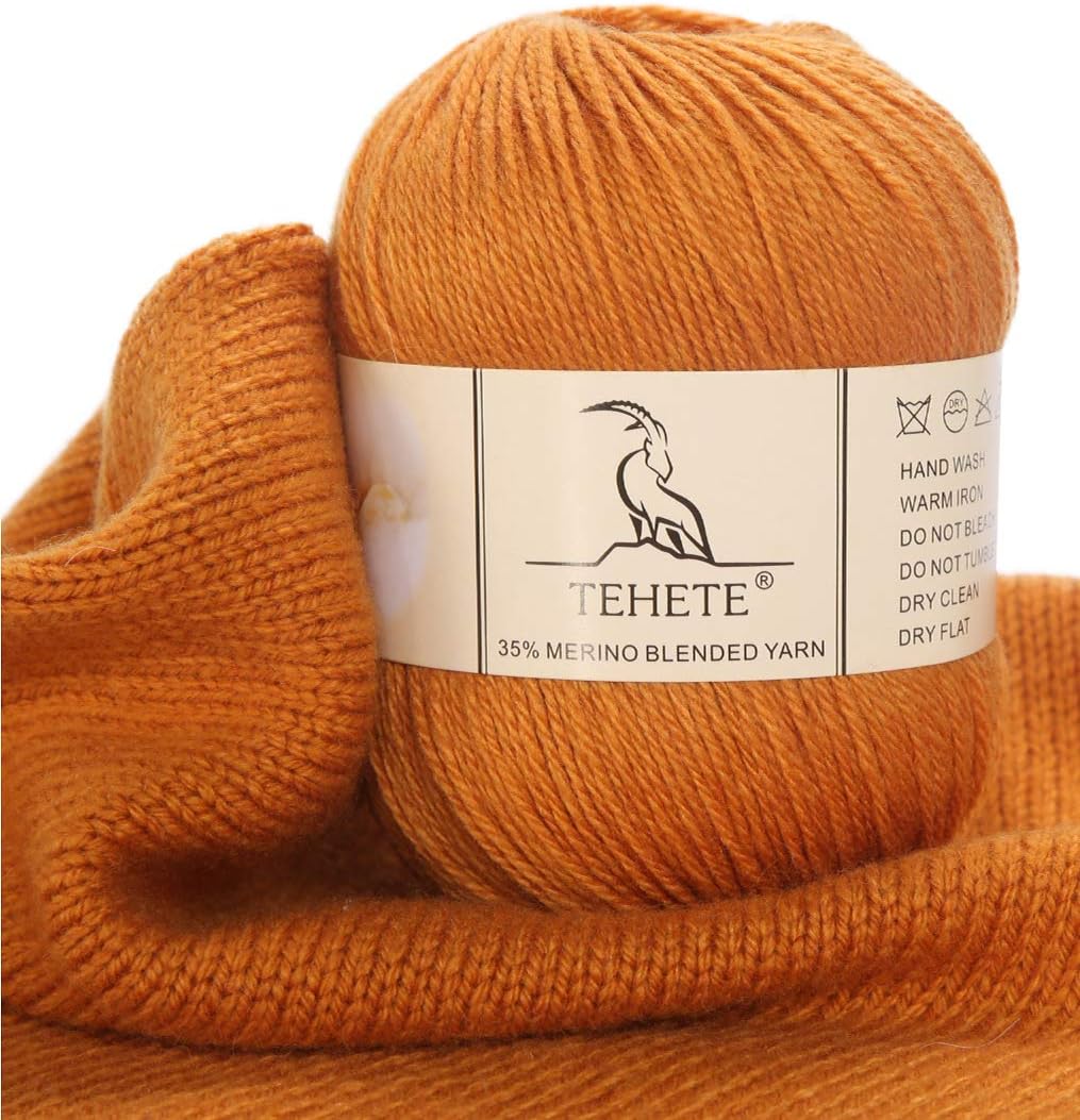 TEHETE Merino Wool Yarn for Knitting and Crochet 35 Merino Blended