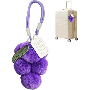 1 Pcs Pom Poms Luggage Identifiers for Suitcases,Luggage Tag with Label Window Silicone Tie,High Visibility Suitcase Markers