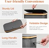 Lifewit 50L Slim Laundry Basket with Lid & Removable Inner Bag Dark Grey view 5