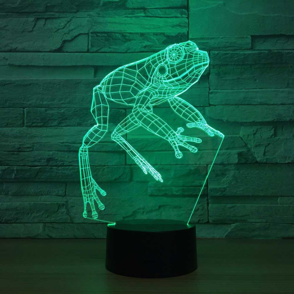 DGEG 3D Night Lights Lamps 3D LED Animals Frogs Colorful Gradient Visual Ambiance Light Illusion Touch Table Lamp (Color : Touch and Remote)