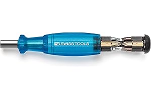PB Swiss Tools Bit Hand Holder with Bit Magazine PB 6464 | 100% Swiss Made | Screwdriver with Bits in the Handle, Includes Sl
