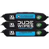 DUDE Wipes Unscented Adult Flushable Wet Wipes, Sensitive Skin, 144 Count | 99% water, extra large flushable butt wipes. Fragrance free, hypoallergenic, vitamin E and aloe. Septic safe. 3 packs of 48.