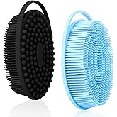 Soft Silicone Body Scrubber, 2 PCS Exfoliating Silicone Loofah, Body Scrubber Shower Brush Exfoliating and Massage 2 in 1, Bath Shower Brush for Cleaning Sensitive Skin Kids Women Men, Lather Well