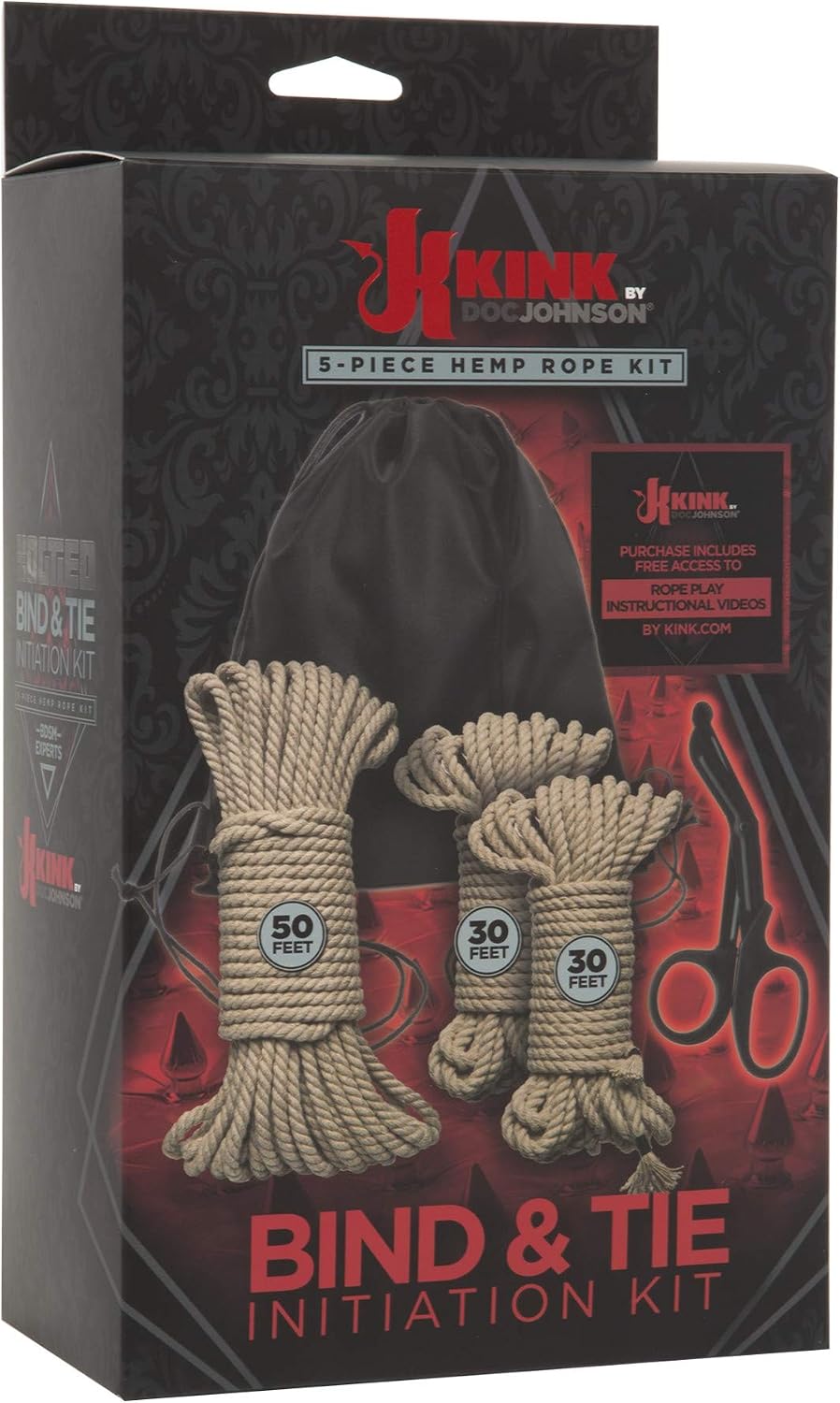 Doc Johnson Kink Bind and Tie Initiation Hemp Rope Kit, 5-Piece - Image 3