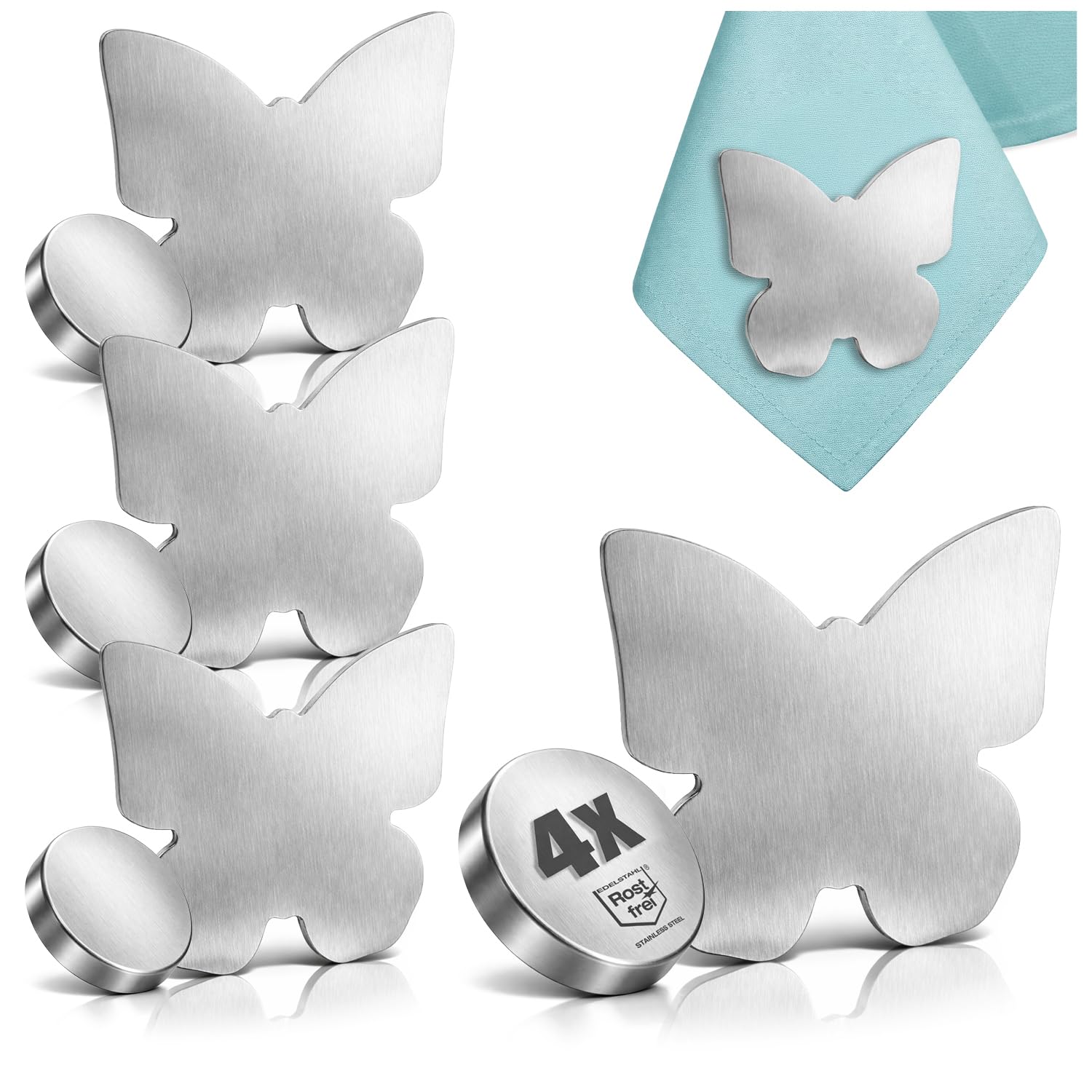com-four® 4x tablecloth weights - tablecloth weights made of stainless steel - magnetic tablecloth clip - approx. 60 g