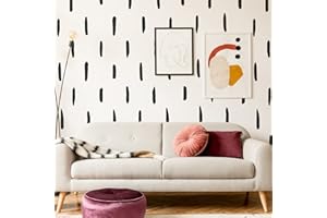 SHYJSHYJ Black Thick Irregular Line Vinyl Abstract Wall Decals, Peel and Stick Modern Boho Stickers, 120 Upright Stripes for Kids Nursery Bedroom Living Room Farmhouse Decor