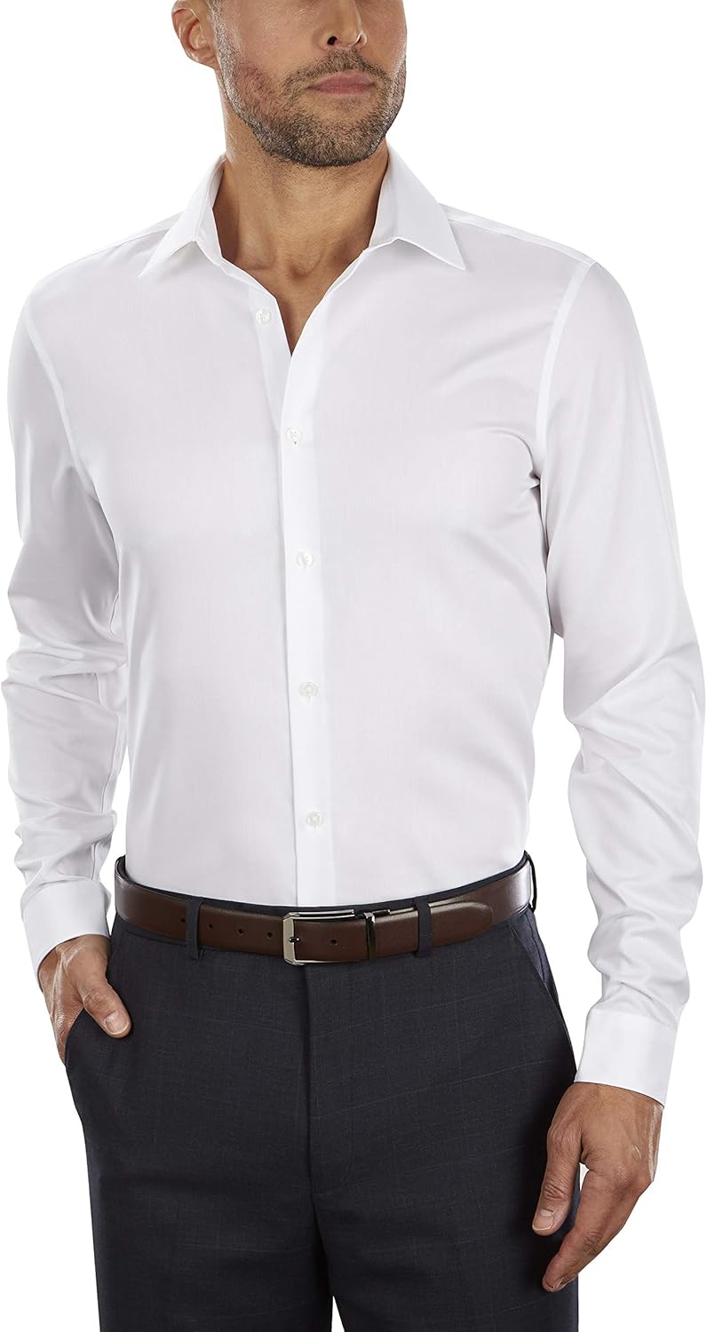Calvin Klein Men's Dress Shirt Slim Fit Non-Iron Herringbone at  Men’s Clothing store