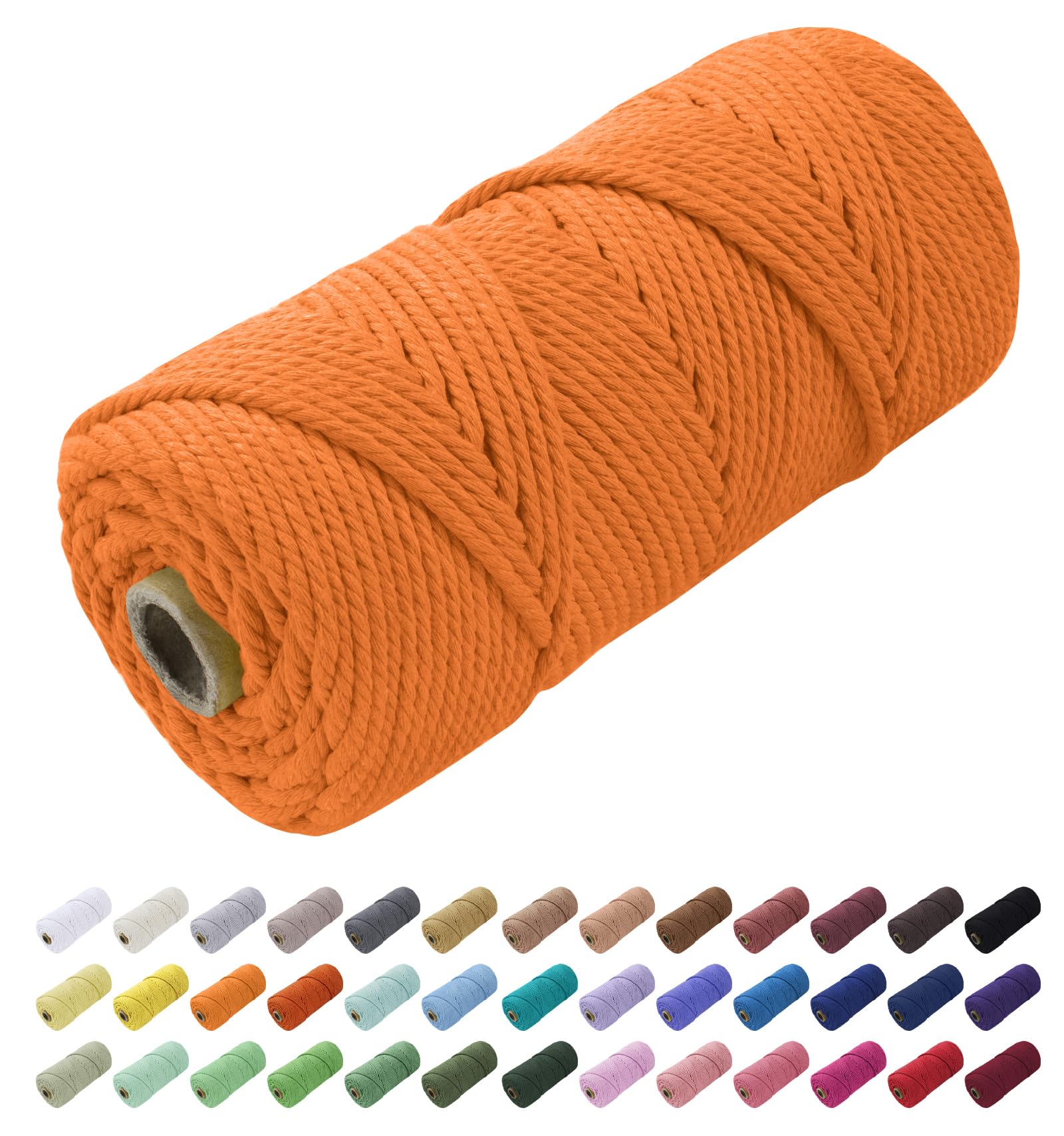 Uiopa Macrame Cord 3mm x 100m, Natural Cotton Cord Coloured Macrame Yarn Soft Rope, Macrame String Cotton Twine for Crafts, Plant Hanger, Wall Hanging, Wrapping, Christmas Decorations (Golden)