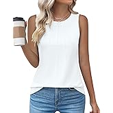 Kistore Womens Summer Tank Tops Sleeveless Crew Neck Pleated Blouse Shirts Fashion Clothes 2025