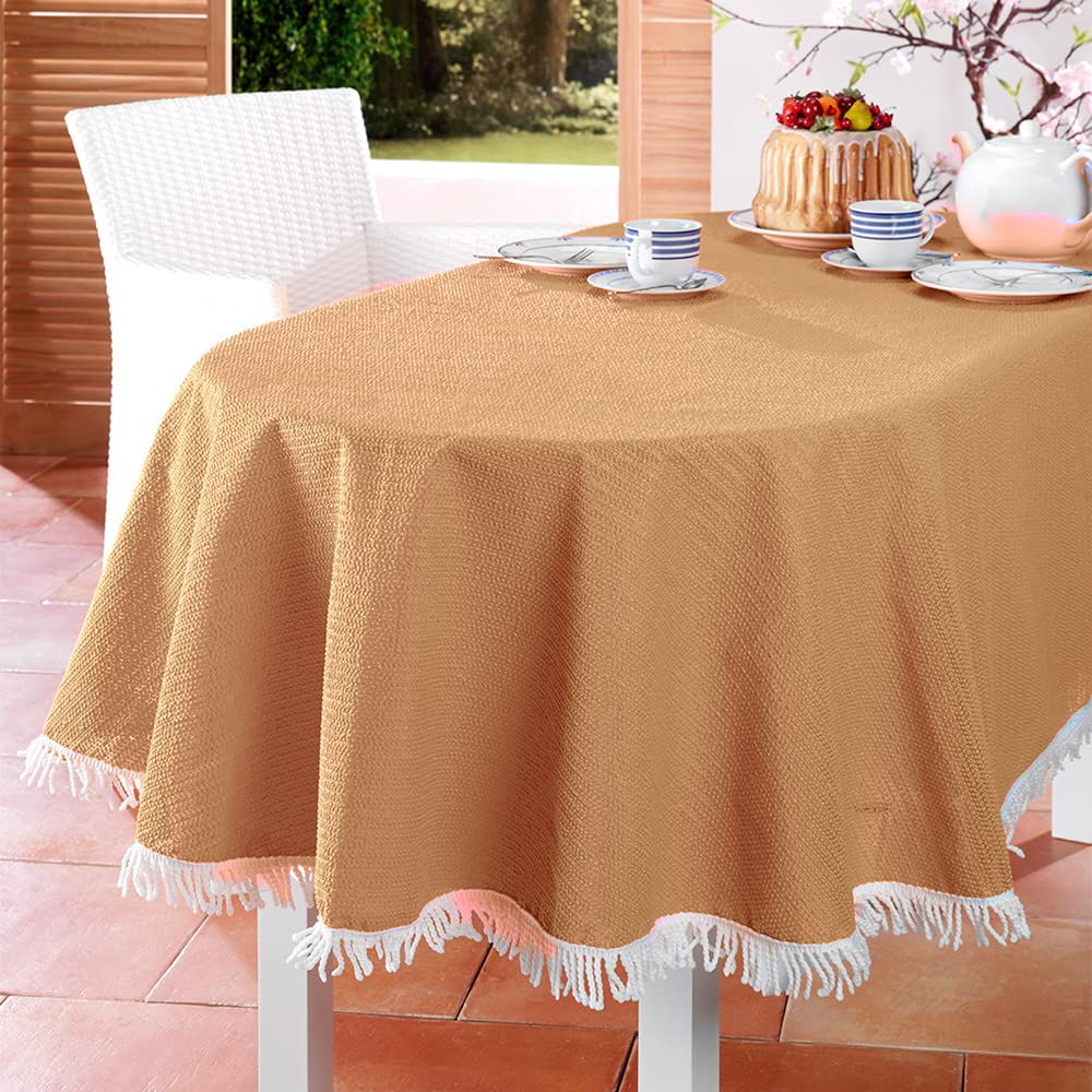 Garden Tablecloth Garden Balcony Patio Waterproof Tablecloth Round Oval Square Outdoor Indoor (150 x 210 cm, Oval, Beige)