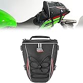 KEMIMOTO Motorcycle Tail Bag Waterproof Motorcycle Seat Bag Tool Carry Bag Storage Saddle Bag Sports Motorbike Rear Rack Bag with shoulder strap and Waterproof Cover 10L
