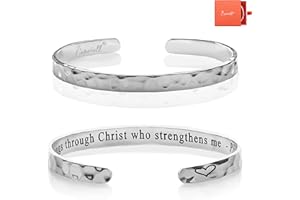 Carviell Bracelets for Women, Personalized Gifts for Her, Mom, Best Friend, Inspirational Friendship Cuff for Teen Girls, Engraved, Birthday Gift Jewelry