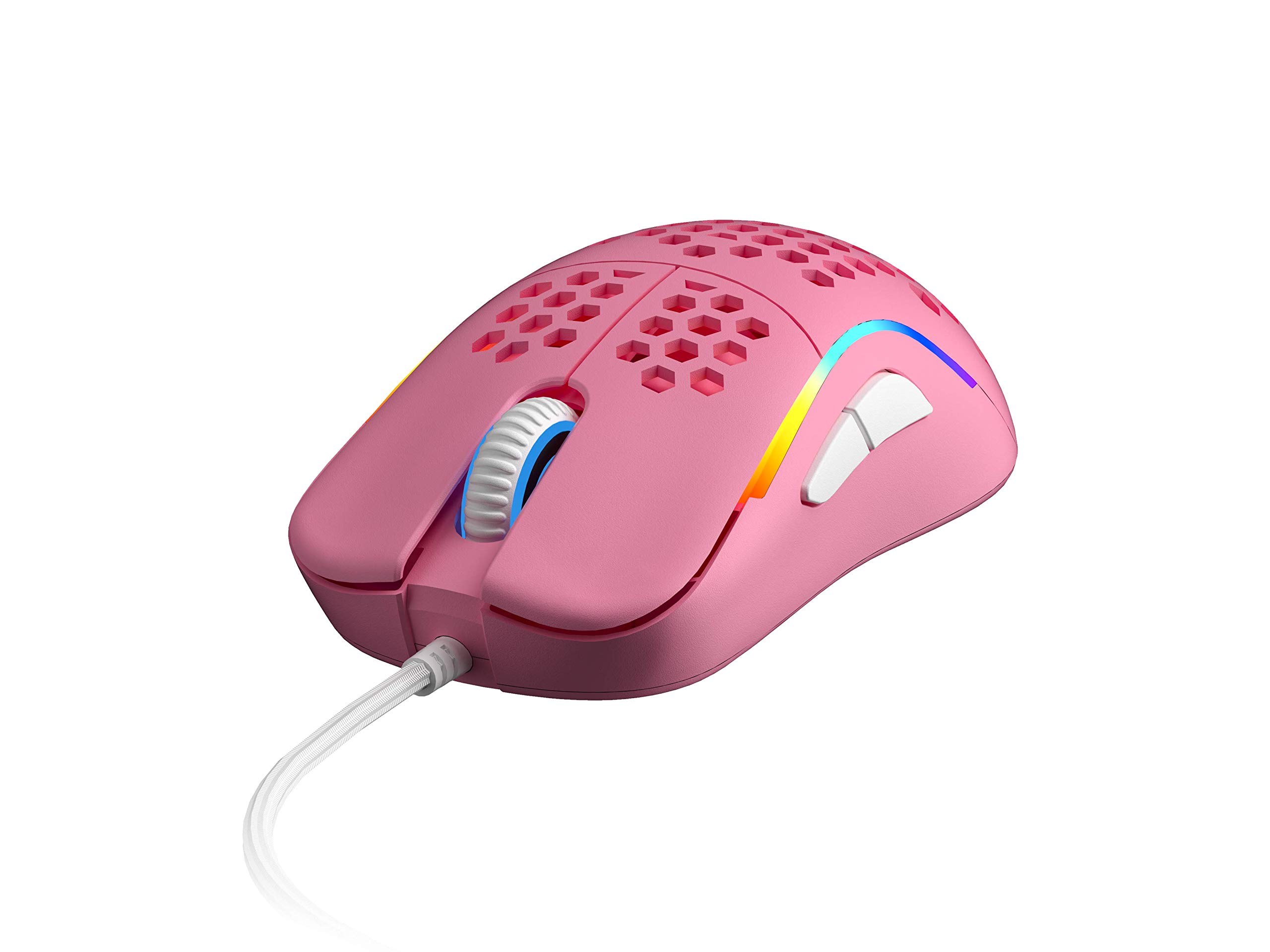 HK Gaming NAOS M Ultra Lightweight Honeycomb Shell Ambidextrous Wired RGB Gaming Mouse 12 000 cpi | 7 Buttons | 59 g | Naos-M, Prism Pink Limited Edition