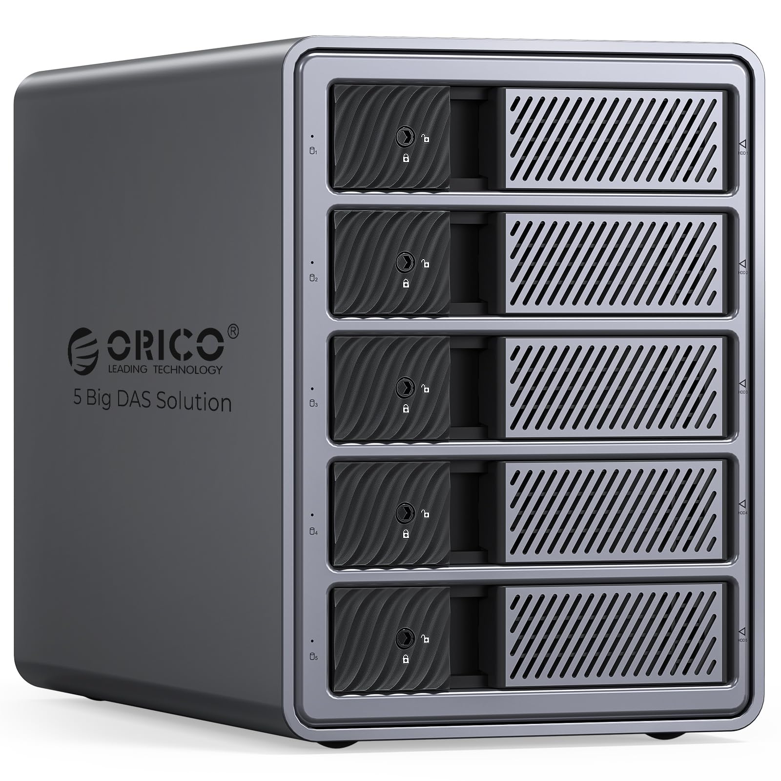 Photo 1 of ORICO RAID 5 Bay HDD Enclosures USB 3.0 Push-Pull Mounting for 3.5-inch HDD, Max 110TB, External Direct Attached Storage 8 RAID Modes Supported 9858RU3