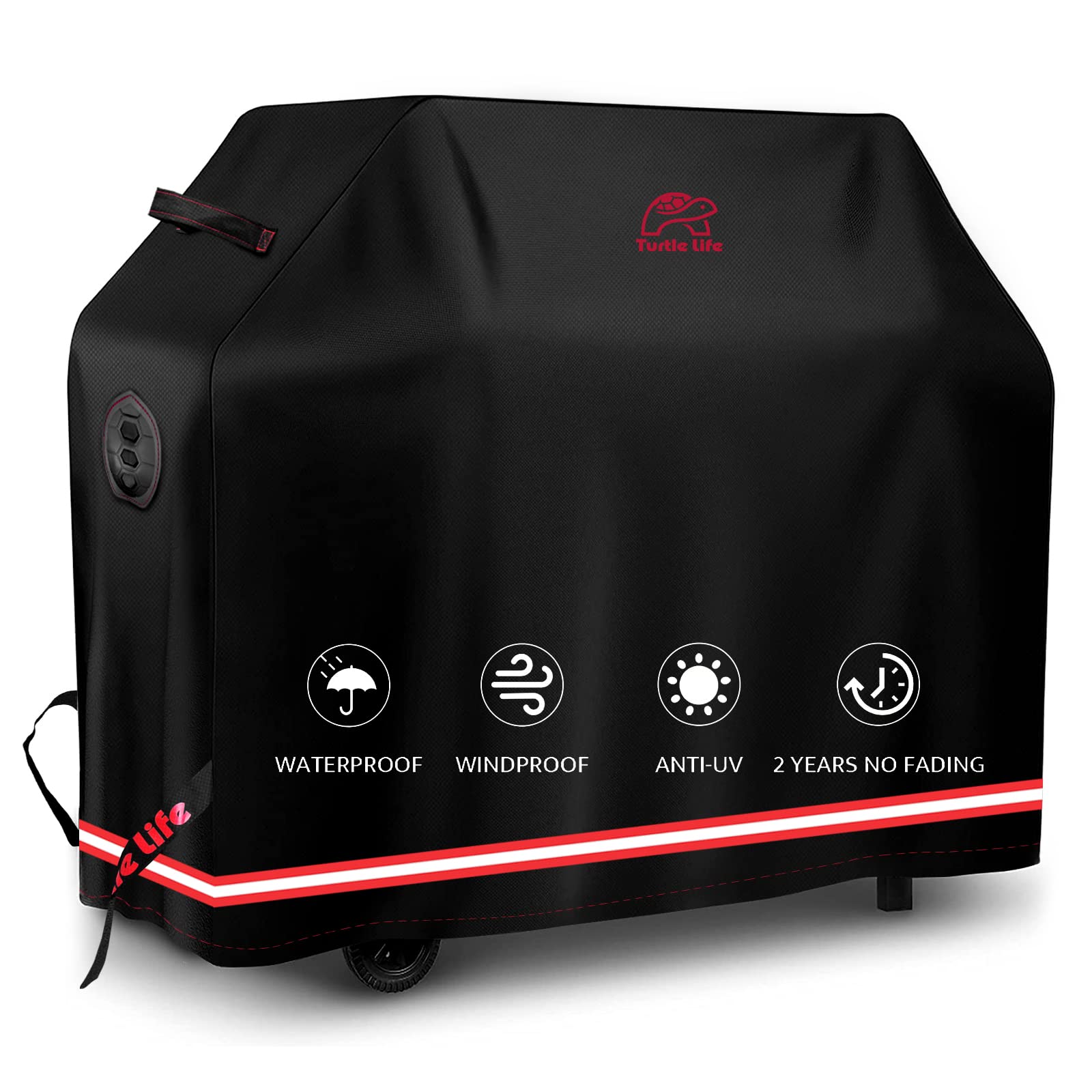 Photo 1 of Turtle Life BBQ Grill Cover, 60 Inch Heavy Duty Waterproof 3-4 Burner Barbecue Gas Grill Covers for Weber Genesis Char-Broil Nexgrill Deluxe, Black