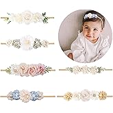 NUWAJP Baby Girls Headbands Flower Headband 6 Pcs Nylon Elastic Headbands Newborn Hair Bows Hair Accessories Gifts for Infant Toddlers Kids