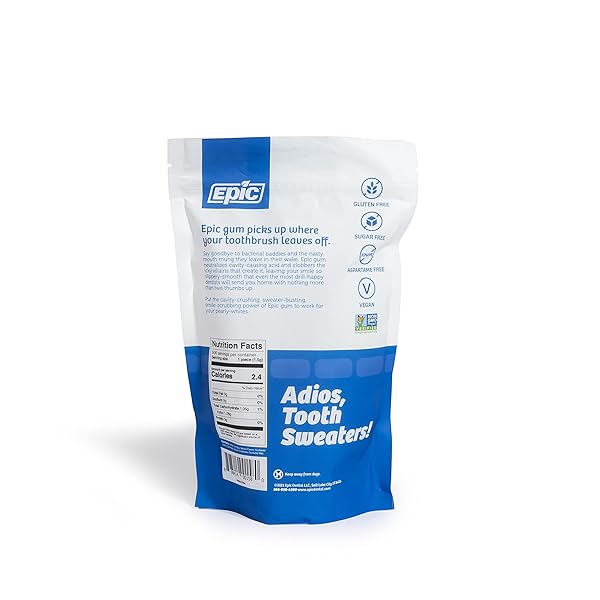 EPIC 100% XYLITOL PEPPERMINT CHEWING GUM – SUGAR FREE, ASPARTAME FREE DENTAL GUM – SUPPORTS ORAL HEALTH & FRESH BREATH