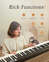 FingerBallet Portable Piano Keyboard, Semi-Weighted