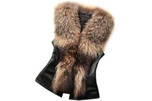 Womens Faux Fur Leather Vest Jacket Sleeveless Winter Warm Coat Fashion Autumn Winter Short Cropped Waistcoat Gilet