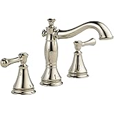 Delta Cassidy Polished Nickel Bathroom Faucet 3 Hole, 8 Inch Widespread Bathroom Sink Faucet for Vanity, Metal Push-Pop Drain