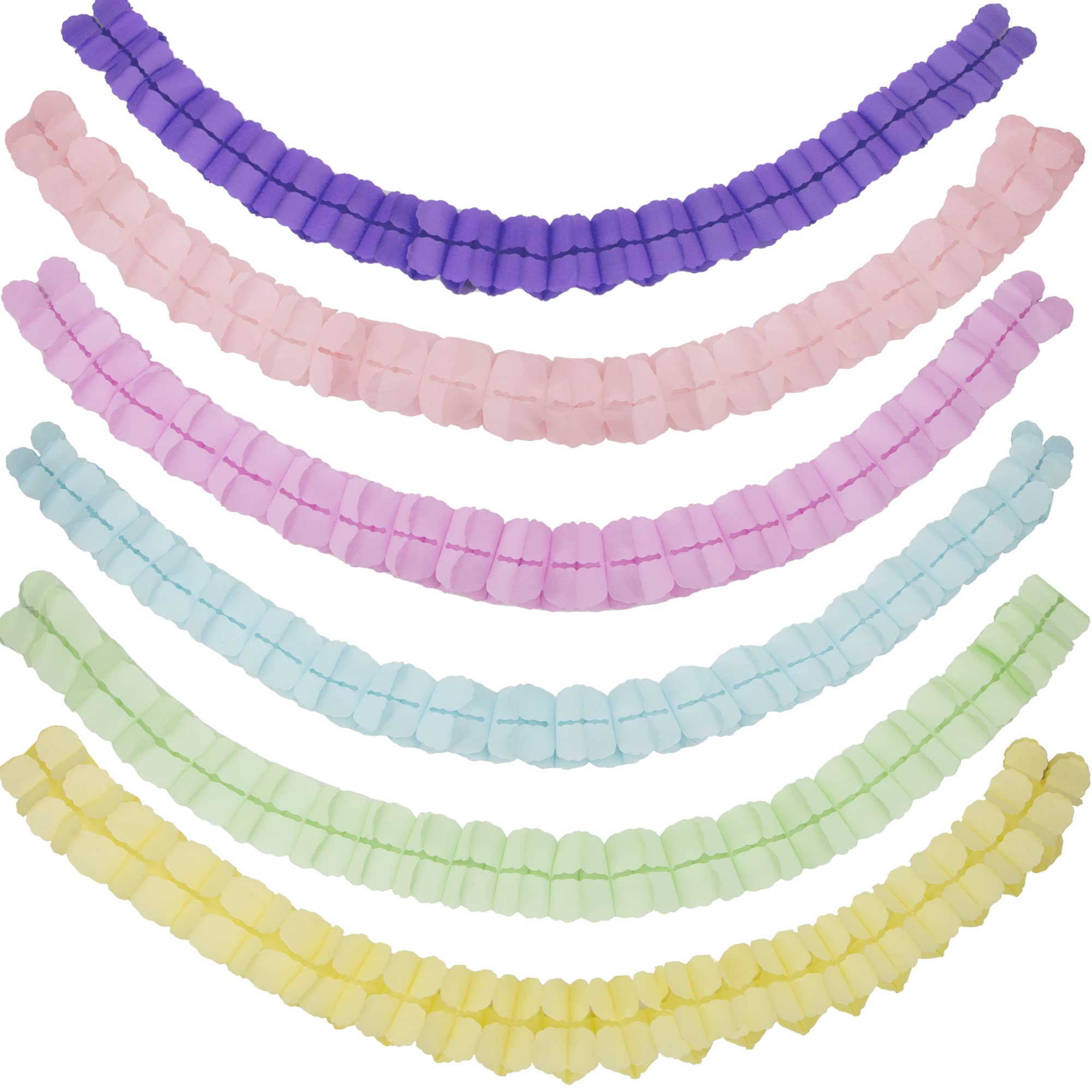 Time to Sparkle 6 Pack Four Leaf Paper Garland 16.5 * 11.5cm Reusable Foldable Towel Garland Ribbon Wedding and Event Party Decoration Hanging Paper Flower Decoration Mix Macaron